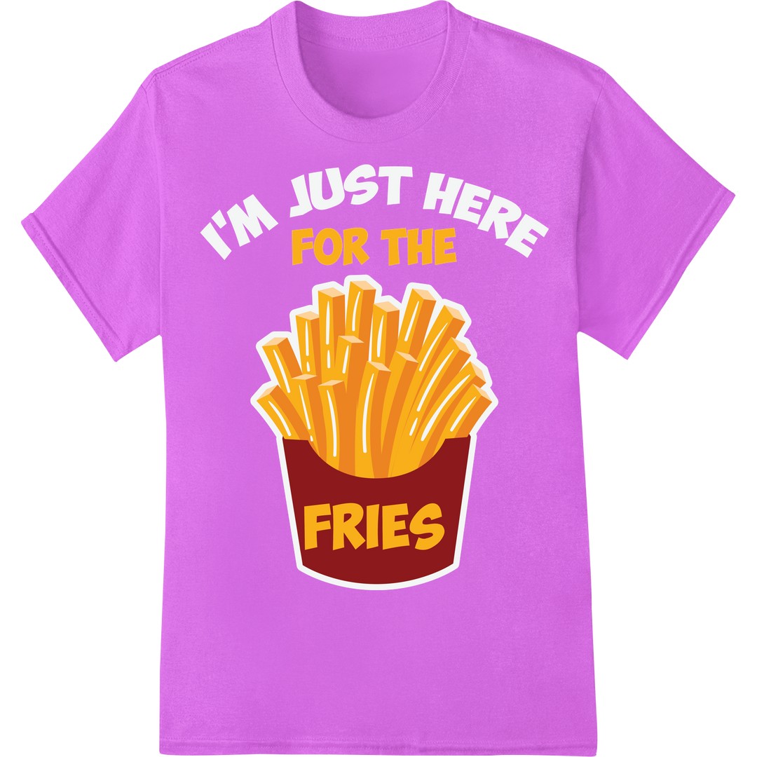 Bold 'For the Fries' DTF Print | Fast Food Lover Must-Have on purple shirt - SUPERDTF-DTF Prints-DTF Transfers-Custom DTF Prints