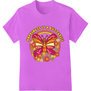 Vibrant bulk t-shirt printing print on Retro Butterfly Bliss: Embrace Happiness in Vibrant Color