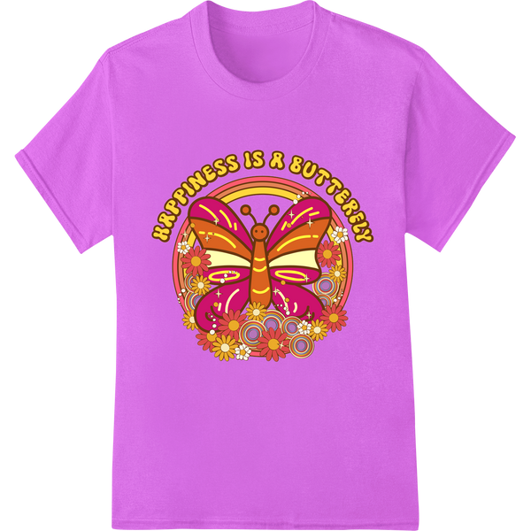 Colorful retro-inspired butterfly design, perfect for DTF printing on t-shirts and apparel