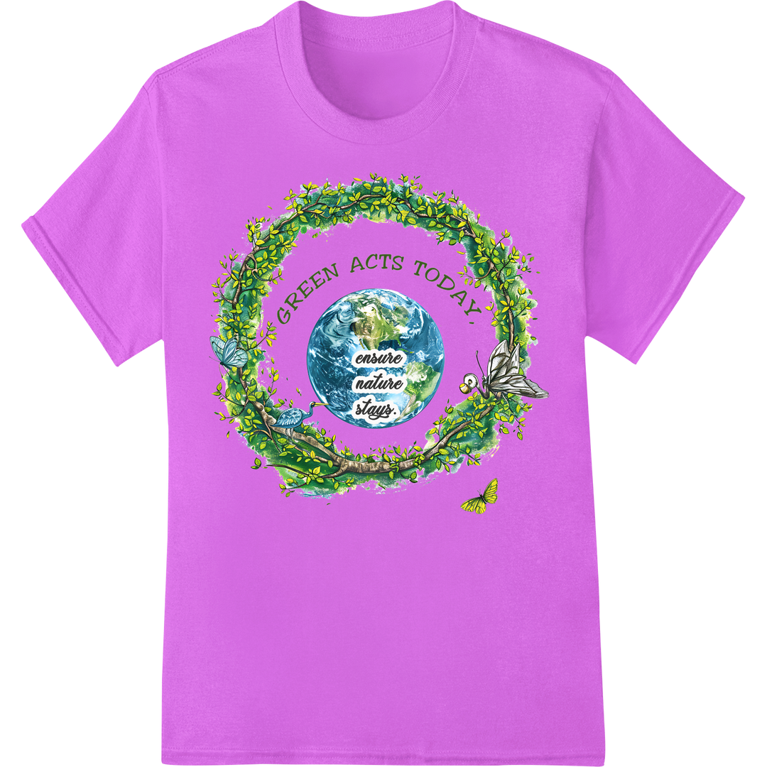 Eco-Chic Earth Day DTF Print - Inspire Change in Style on purple shirt - SUPERDTF-DTF Prints-DTF Transfers-Custom DTF Prints