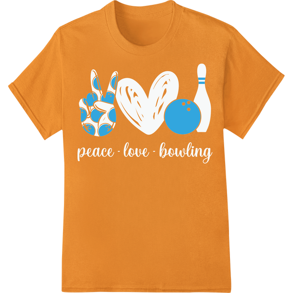 Strike Up Your Style: Bold Bowling Pins & Ball DTF Print on orange shirt - SUPERDTF-DTF Prints-DTF Transfers-Custom DTF Prints