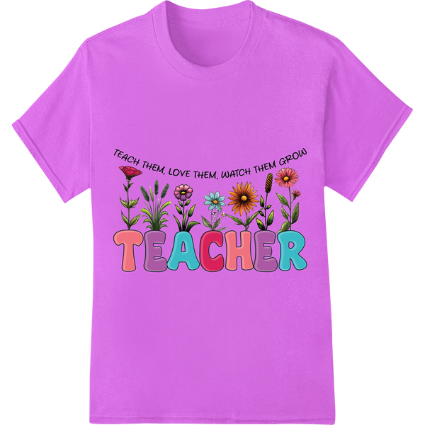 Teacher Appreciation DTF Transfer: Heartfelt Floral Design on purple shirt - SUPERDTF-DTF Prints-DTF Transfers-Custom DTF Prints