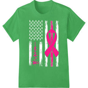 Pink Ribbon of Faith - Breast Cancer Awareness DTF Print on green shirt - SUPERDTF-DTF Prints-DTF Transfers-Custom DTF Prints