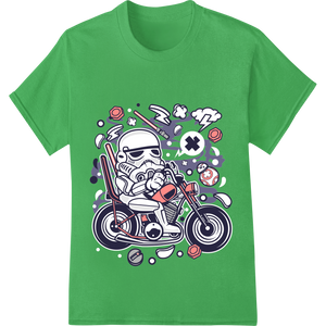 Premium quality DTF prints on Rebel Ride: Abstract Cartoon Motorcycle DTF Print