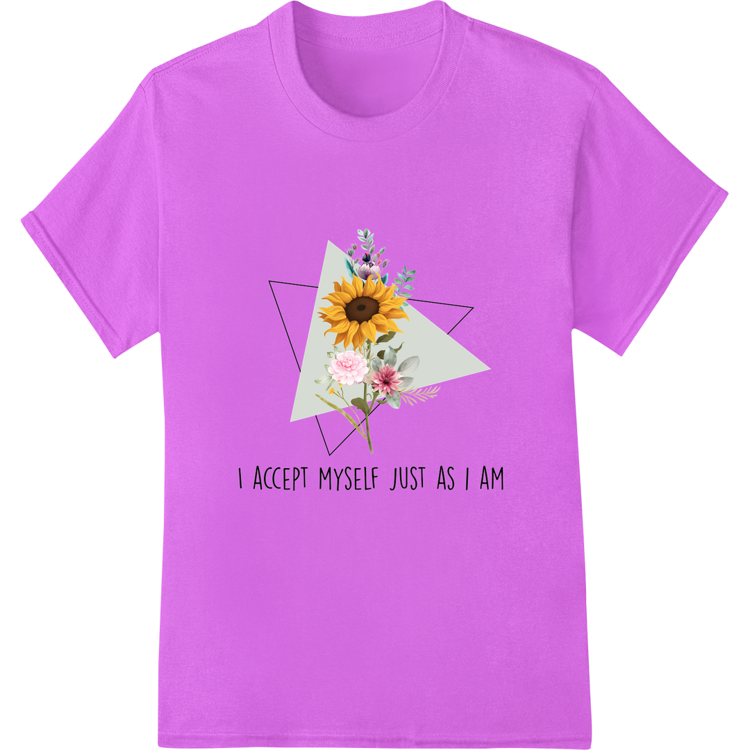 Sunflower Self-Love: Inspirational DTF Heat Transfer Print on purple shirt - SUPERDTF-DTF Prints-DTF Transfers-Custom DTF Prints