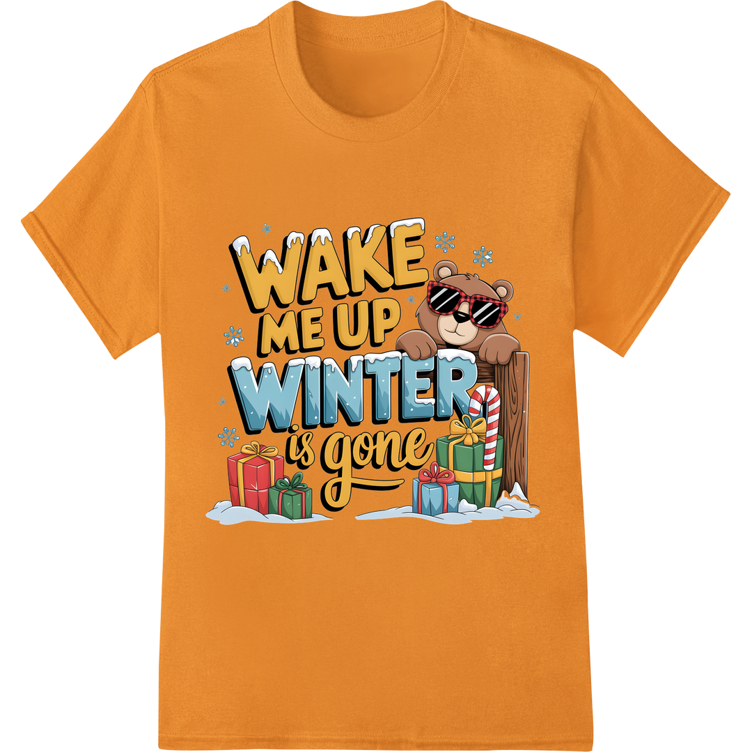 Adorable Bear's Cozy Christmas Morning | DTF Print Transfer on orange shirt - SUPERDTF-DTF Prints-DTF Transfers-Custom DTF Prints