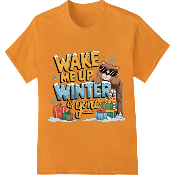 Adorable Bear's Cozy Christmas Morning | DTF Print Transfer on orange shirt - SUPERDTF-DTF Prints-DTF Transfers-Custom DTF Prints