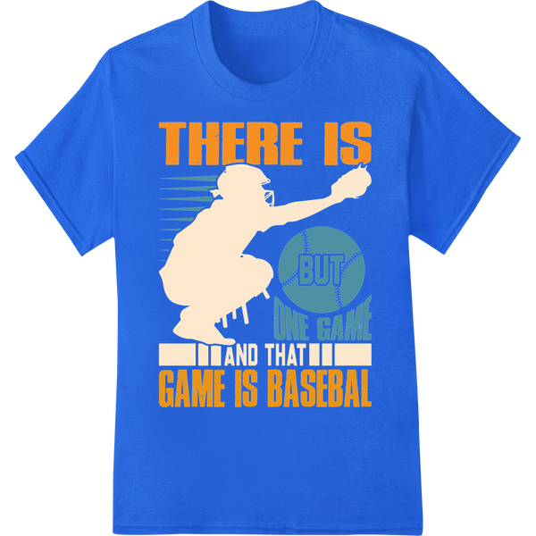 Bold Vintage Baseball DTF Print Heat Transfer Design on blue shirt - SUPERDTF-DTF Prints-DTF Transfers-Custom DTF Prints