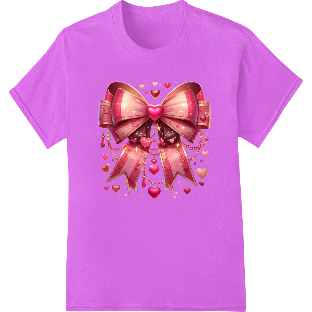 Lovable Bow DTF Print Heat Transfer | Valentine's Romance on purple shirt - SUPERDTF-DTF Prints-DTF Transfers-Custom DTF Prints