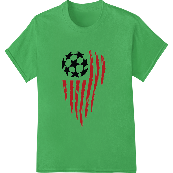 Patriotic Soccer Ball Heart 4th of July DTF Print Transfer on green shirt - SUPERDTF-DTF Prints-DTF Transfers-Custom DTF Prints