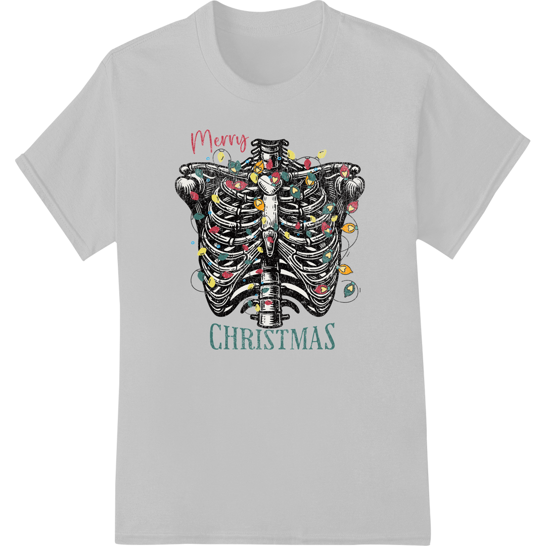 Spooky Skeleton Christmas DTF Print Heat Transfer on white shirt - SUPERDTF-DTF Prints-DTF Transfers-Custom DTF Prints