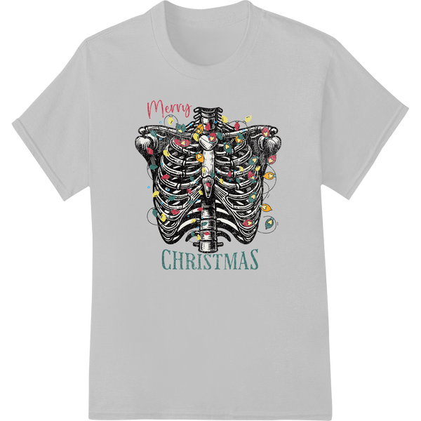 Spooky Skeleton Christmas DTF Print Heat Transfer on white shirt - SUPERDTF-DTF Prints-DTF Transfers-Custom DTF Prints