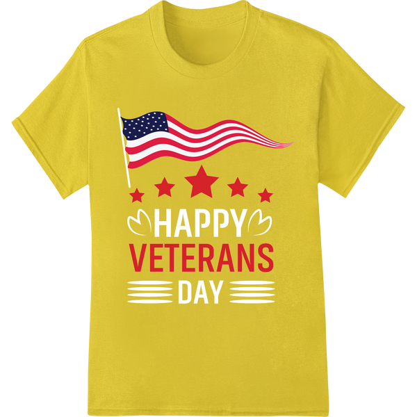 Patriotic Veterans Day American Flag DTF Print Heat Transfer on yellow shirt - SUPERDTF-DTF Prints-DTF Transfers-Custom DTF Prints