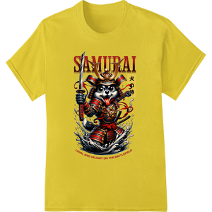 Vibrant high-quality t-shirt printing print on Fierce Samurai Dog: Unleash Your Inner Warrior