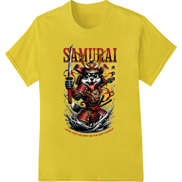 Vibrant high-quality t-shirt printing print on Fierce Samurai Dog: Unleash Your Inner Warrior