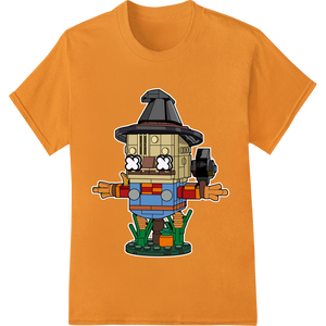 Whimsical Halloween Scarecrow Heat Transfer Design showcasing advanced custom garment printing technology