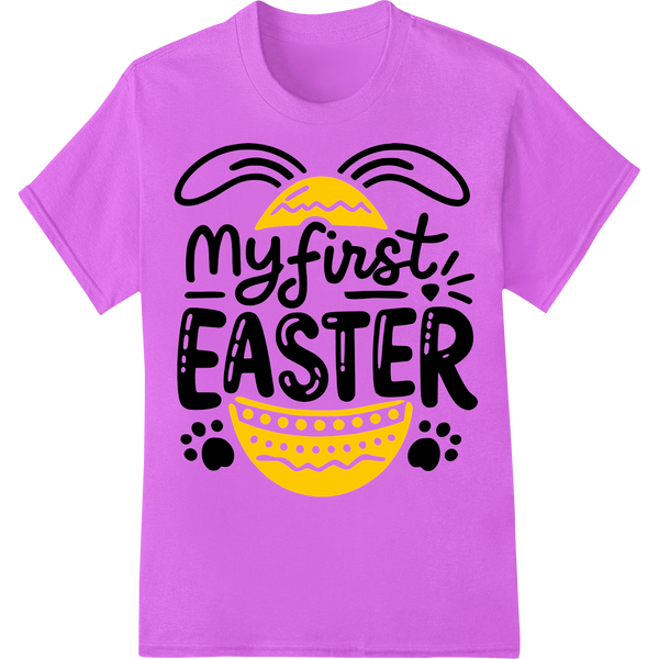 Adorable "My First Easter" Baby Bodysuit DTF Print Design on purple shirt - SUPERDTF-DTF Prints-DTF Transfers-Custom DTF Prints