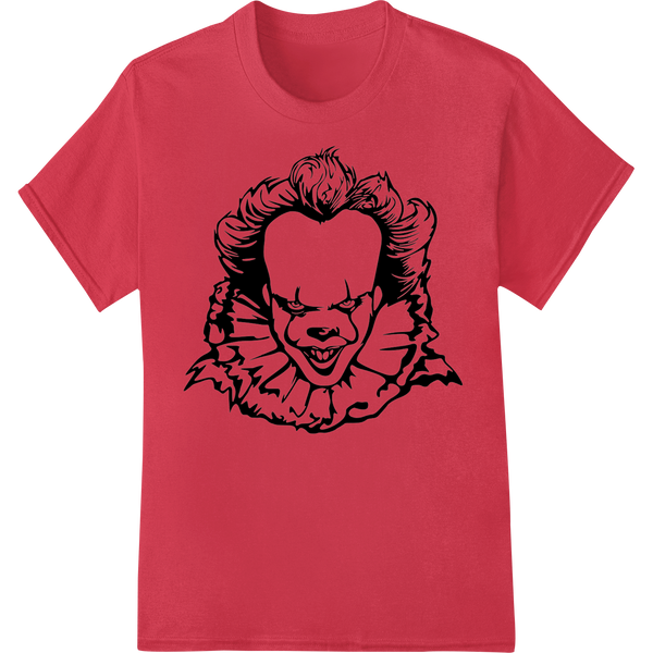 Pennywise the Dancing Clown portrait in vibrant colors - a terrifying DTF print for heat transfer on custom apparel