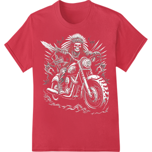 Innovative vibrant DTF prints design on Fearless Skeleton Biker Heat Transfer - Edgy DTF Print