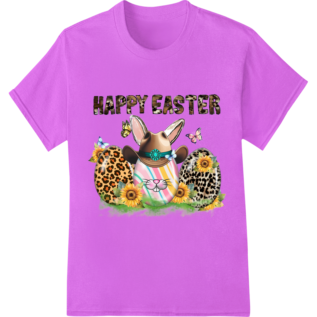 Hoppin' Happy Easter: Vibrant Bunny & Egg DTF Print on purple shirt - SUPERDTF-DTF Prints-DTF Transfers-Custom DTF Prints