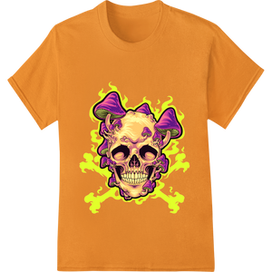 Psychedelic Skull Mushroom Halloween DTF Print Transfer with custom vibrant DTF prints artwork