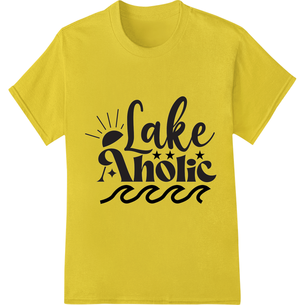 Dive into Lake Life with this Bold 'Lake Aholic' DTF Print on yellow shirt - SUPERDTF-DTF Prints-DTF Transfers-Custom DTF Prints