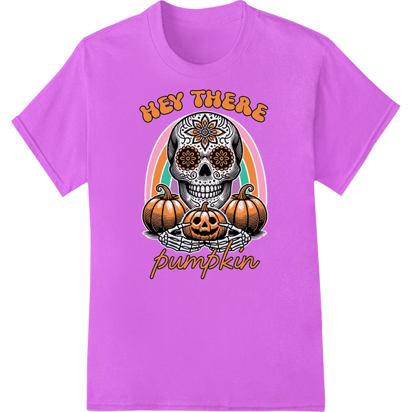 Expert custom merchandise craftsmanship on Day of the Dead Sugar Skull Pumpkin Halloween DTF Print