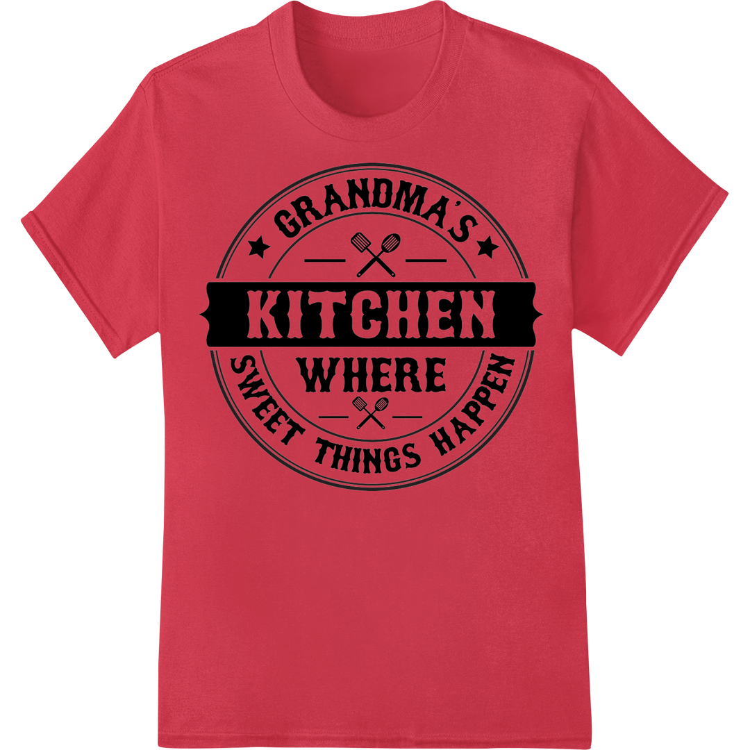 Nostalgic "Grandma's Kitchen" DTF Print Heat Transfer on red shirt - SUPERDTF-DTF Prints-DTF Transfers-Custom DTF Prints