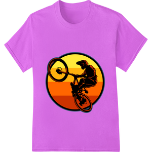 Cutting-edge apparel decoration featured on Sunset Cyclist Silhouette - Daring DTF Print Design