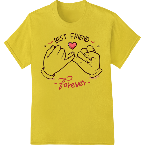 Best Friends Forever Pinky Promise Heart DTF Print Transfer on yellow shirt - SUPERDTF-DTF Prints-DTF Transfers-Custom DTF Prints