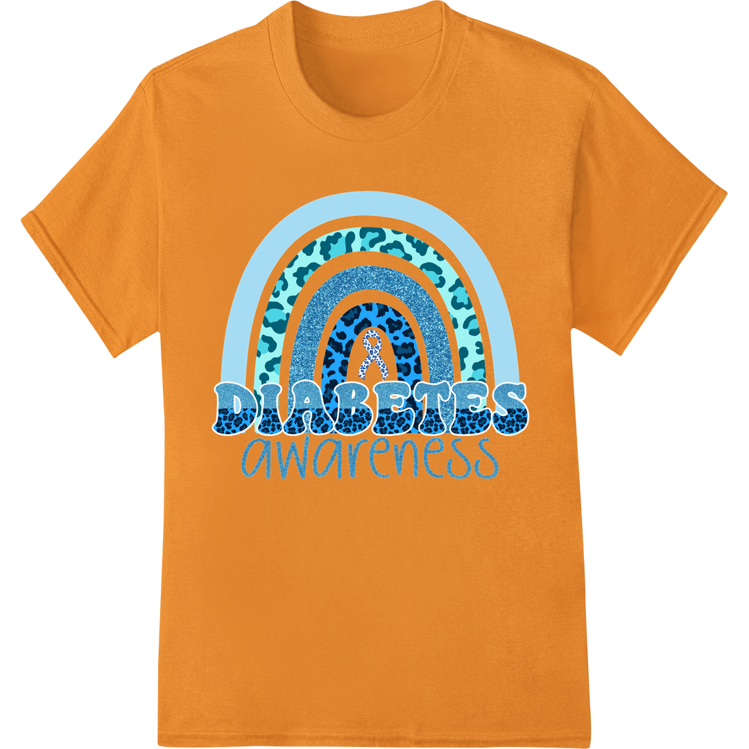 DTF Print: Vibrant Diabetes Awareness Ribbon Mandala Design on orange shirt - SUPERDTF-DTF Prints-DTF Transfers-Custom DTF Prints