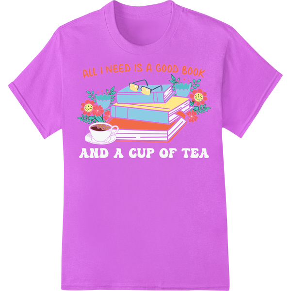 All I Need is a Good Book - Cute Reading DTF Print Design on purple shirt - SUPERDTF-DTF Prints-DTF Transfers-Custom DTF Prints