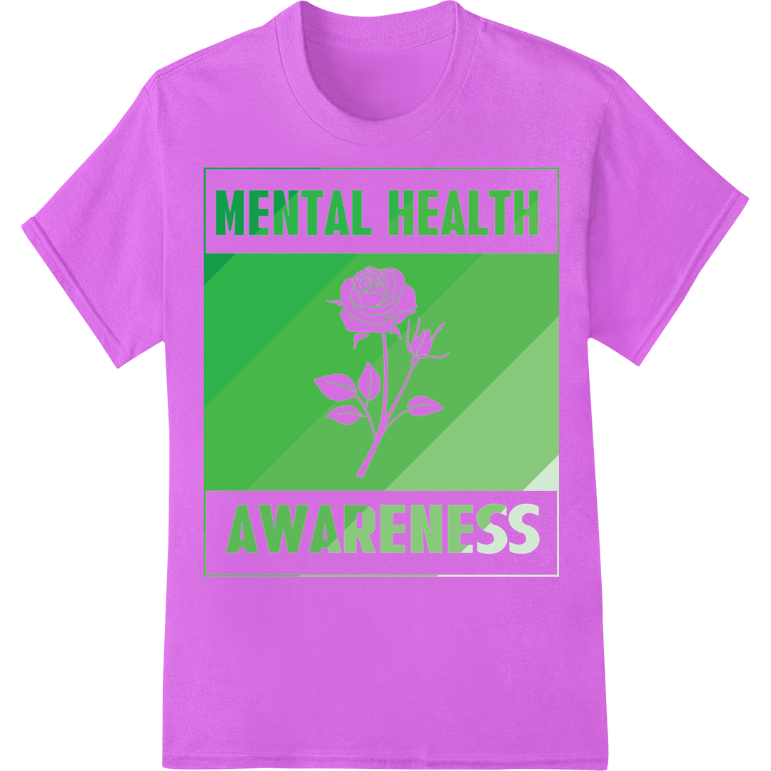 Raise Awareness with Mental Health Rose DTF Print Design on purple shirt - SUPERDTF-DTF Prints-DTF Transfers-Custom DTF Prints