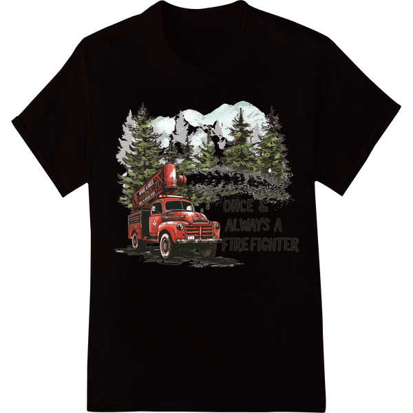 Vintage Firefighter Hero | DTF Print Heat Transfer on black shirt - SUPERDTF-DTF Prints-DTF Transfers-Custom DTF Prints