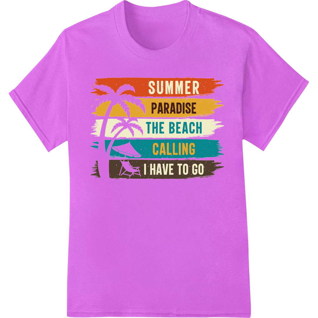 Retro Summer Beach Vibes: DTF Print Heat Transfer on purple shirt - SUPERDTF-DTF Prints-DTF Transfers-Custom DTF Prints