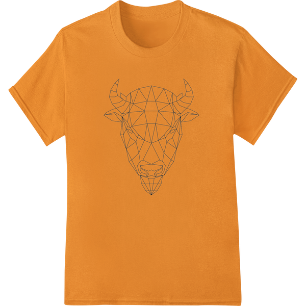 Geometric Bison Head: Bold Abstract Animal DTF Print on orange shirt - SUPERDTF-DTF Prints-DTF Transfers-Custom DTF Prints