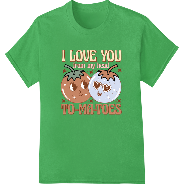 Adorable 'I Love You From My Head To-Ma-Toes' Valentine Pun on green shirt - SUPERDTF-DTF Prints-DTF Transfers-Custom DTF Prints