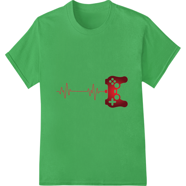 Retro Gamer's Heartbeat: Vintage Controller DTF Print on green shirt - SUPERDTF-DTF Prints-DTF Transfers-Custom DTF Prints