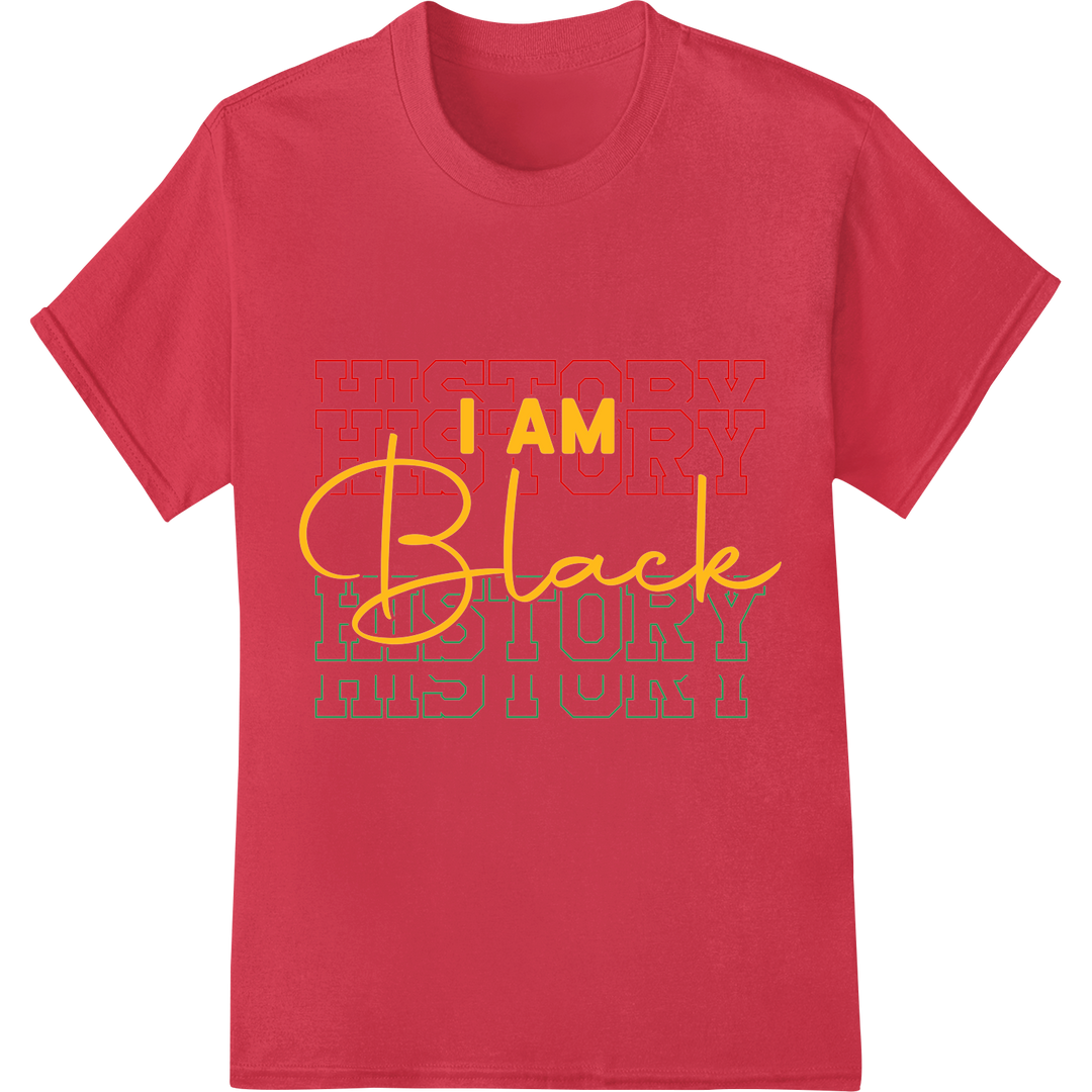 Celebrate Black History with Bold Gold DTF Print Transfer on red shirt - SUPERDTF-DTF Prints-DTF Transfers-Custom DTF Prints