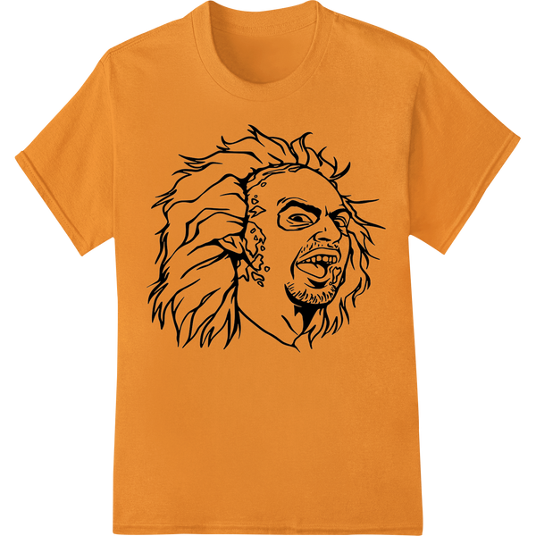 Haunting Zombie Face - Bold B&W Halloween DTF Print on orange shirt - SUPERDTF-DTF Prints-DTF Transfers-Custom DTF Prints