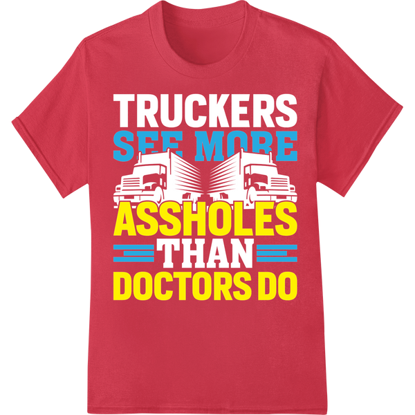 Bold 'SEE MORE ASSHOLES DOCTORS DO' DTF Print Heat Transfer on red shirt - SUPERDTF-DTF Prints-DTF Transfers-Custom DTF Prints