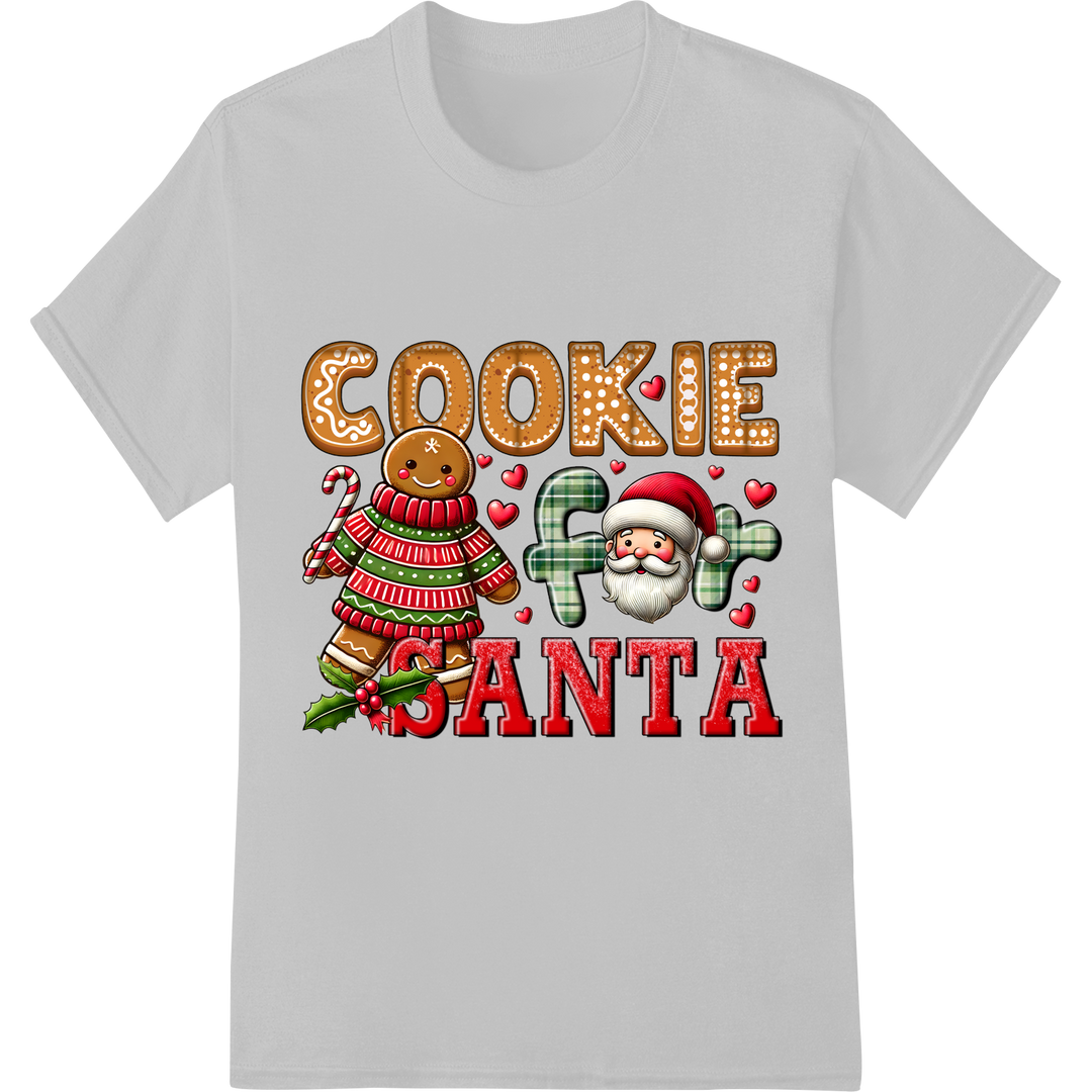 Adorable 'Cookie Santa' Christmas DTF Print Heat Transfer on white shirt - SUPERDTF-DTF Prints-DTF Transfers-Custom DTF Prints