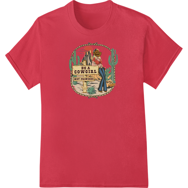 Embrace Your Inner Cowgirl: Vintage Western Heat Transfer on red shirt - SUPERDTF-DTF Prints-DTF Transfers-Custom DTF Prints