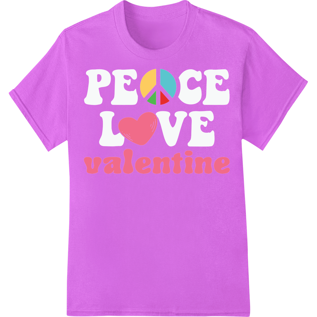 Hippie Valentine: Spread Love & Peace with Vibrant DTF Print on purple shirt - SUPERDTF-DTF Prints-DTF Transfers-Custom DTF Prints