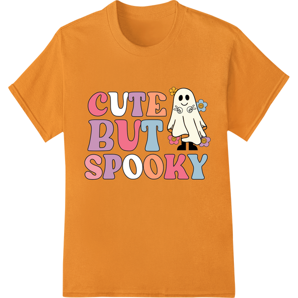 Cute But Spooky Cartoon Ghost - Super DTF Print Transfer on orange shirt - SUPERDTF-DTF Prints-DTF Transfers-Custom DTF Prints