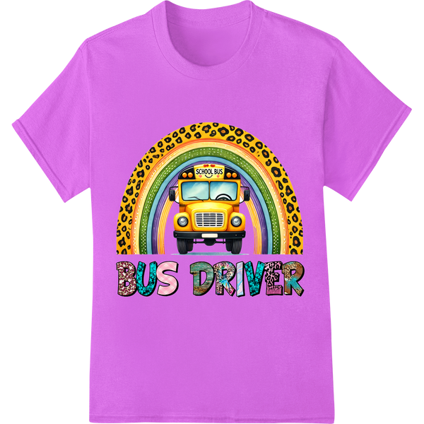 Vibrant School Bus Driver DTF Print Transfer | Fun Design on purple shirt - SUPERDTF-DTF Prints-DTF Transfers-Custom DTF Prints