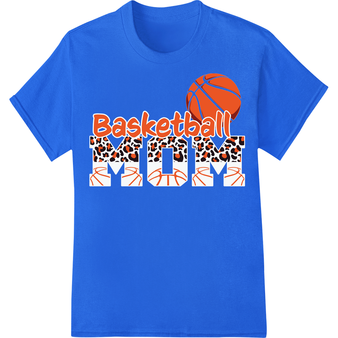 Fierce Leopard Print Basketball DTF Heat Transfer on blue shirt - SUPERDTF-DTF Prints-DTF Transfers-Custom DTF Prints