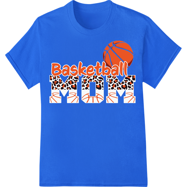 Fierce Leopard Print Basketball DTF Heat Transfer on blue shirt - SUPERDTF-DTF Prints-DTF Transfers-Custom DTF Prints