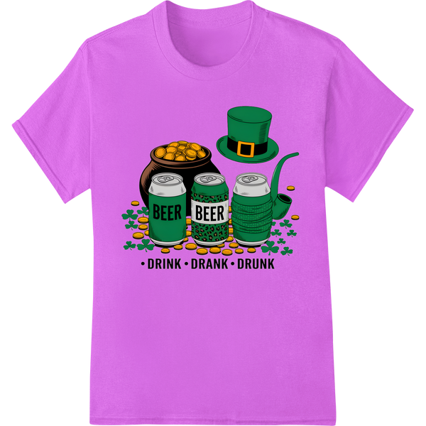 Cheers to Beers: Playful St. Patrick's Day DTF Print Design on purple shirt - SUPERDTF-DTF Prints-DTF Transfers-Custom DTF Prints