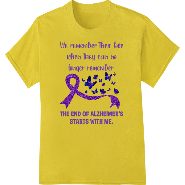 Alzheimer's Awareness: Remembering Love, Sparking Change on yellow shirt - SUPERDTF-DTF Prints-DTF Transfers-Custom DTF Prints